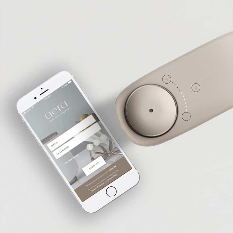 the smart diffuser has an extra power button and can be controlled via the app or via alexa