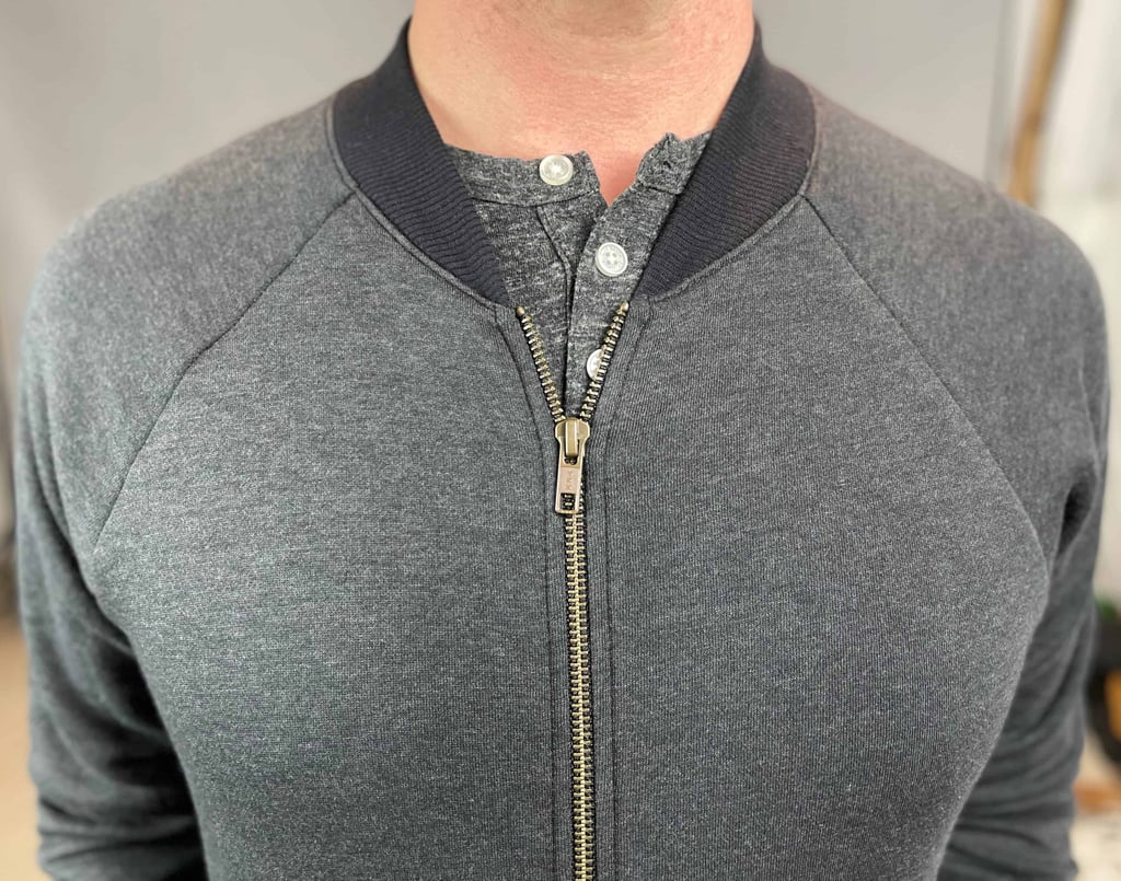 the details of the fresh clean tees fleece bomber is pretty incredible