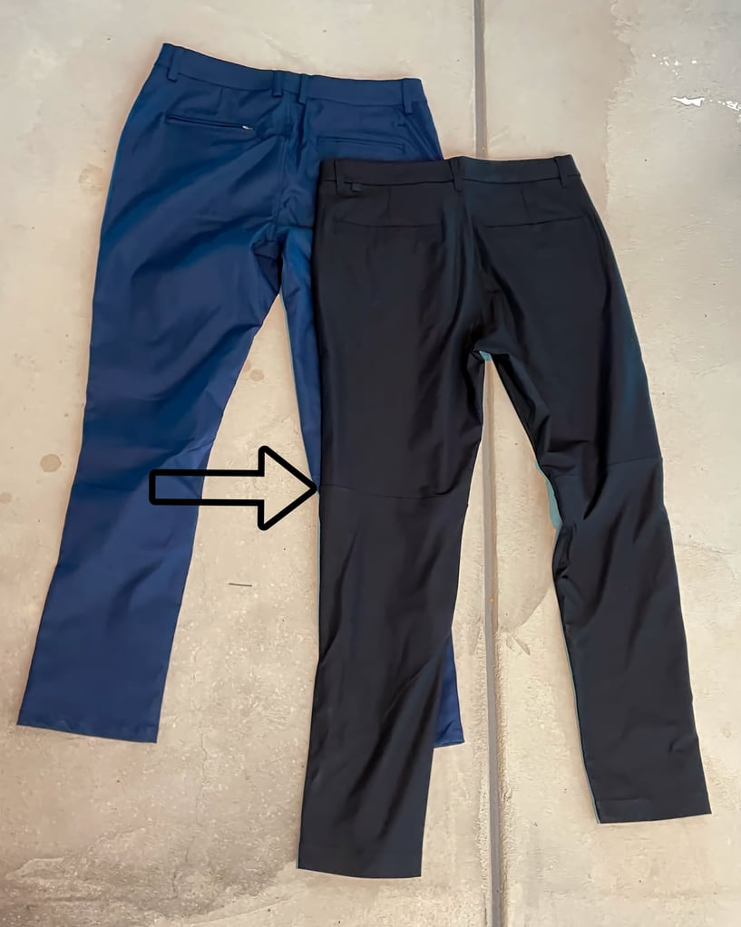 notice the seam in the lululemon abc chinos