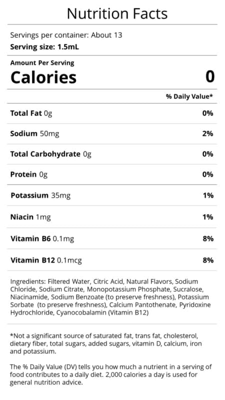 sample calories, carbs, etc from one of the flavor cartridges