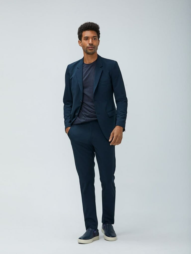 1602780081 mos on model men s velocity blazer navy men s velocity pant navy men s composite merino tee navy 1