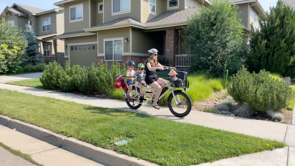 our two kiddos on the way to the pool in their radwagon