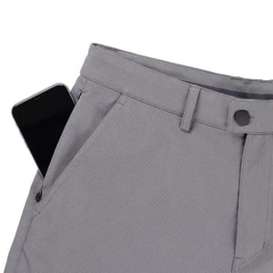 myles tour shorts are made of stretch twill fabric that feels like cotton and has hidden side pockets