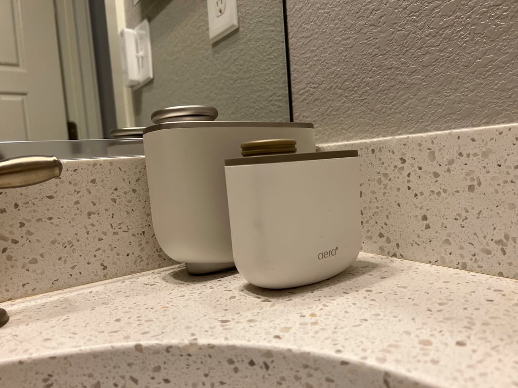 a white and silver objects on a counter