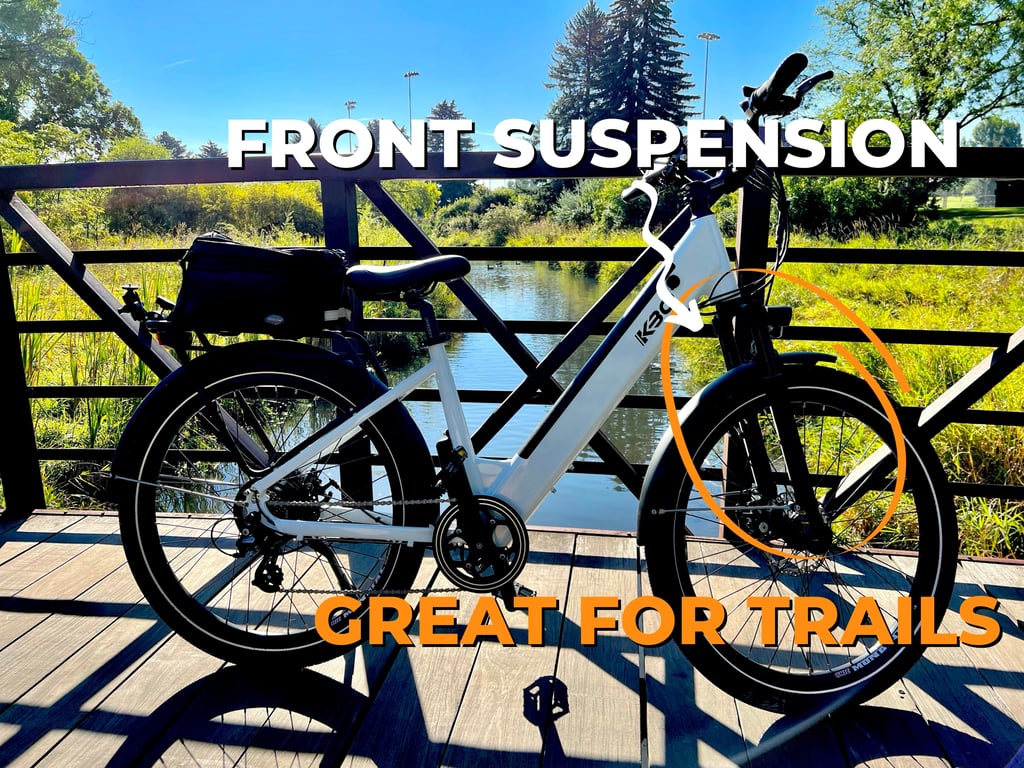 the kbo hurrican front suspension makes it awesome for trails… or even potholes