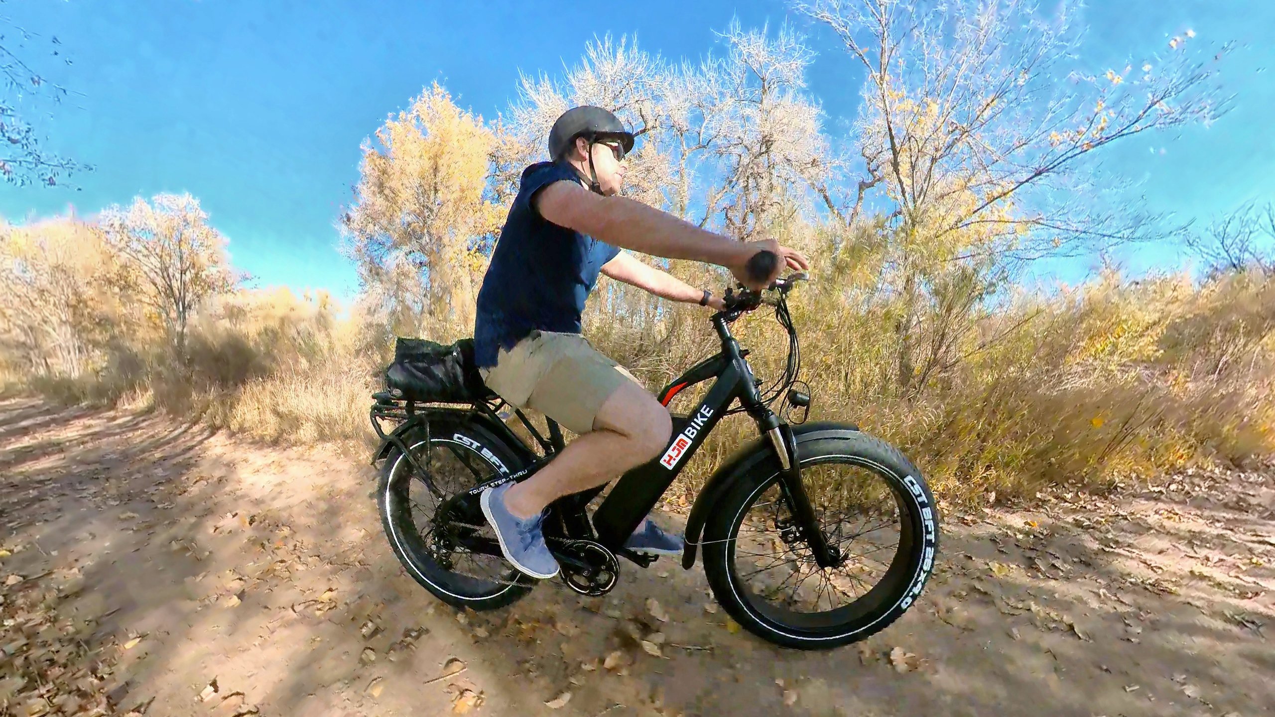 the toury has fat tires to help tackle the trails