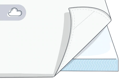 a white paper with a curved corner