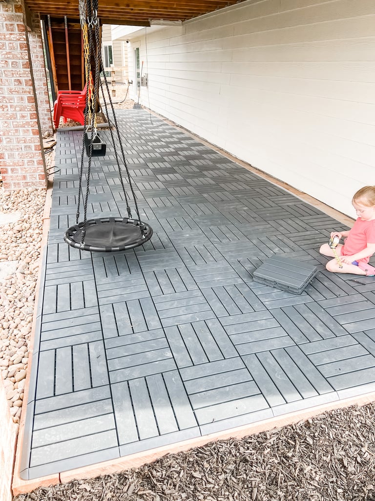 these interlocking deck tiles or deck squares, are the patio tiles that we chose for our “outdoor deck