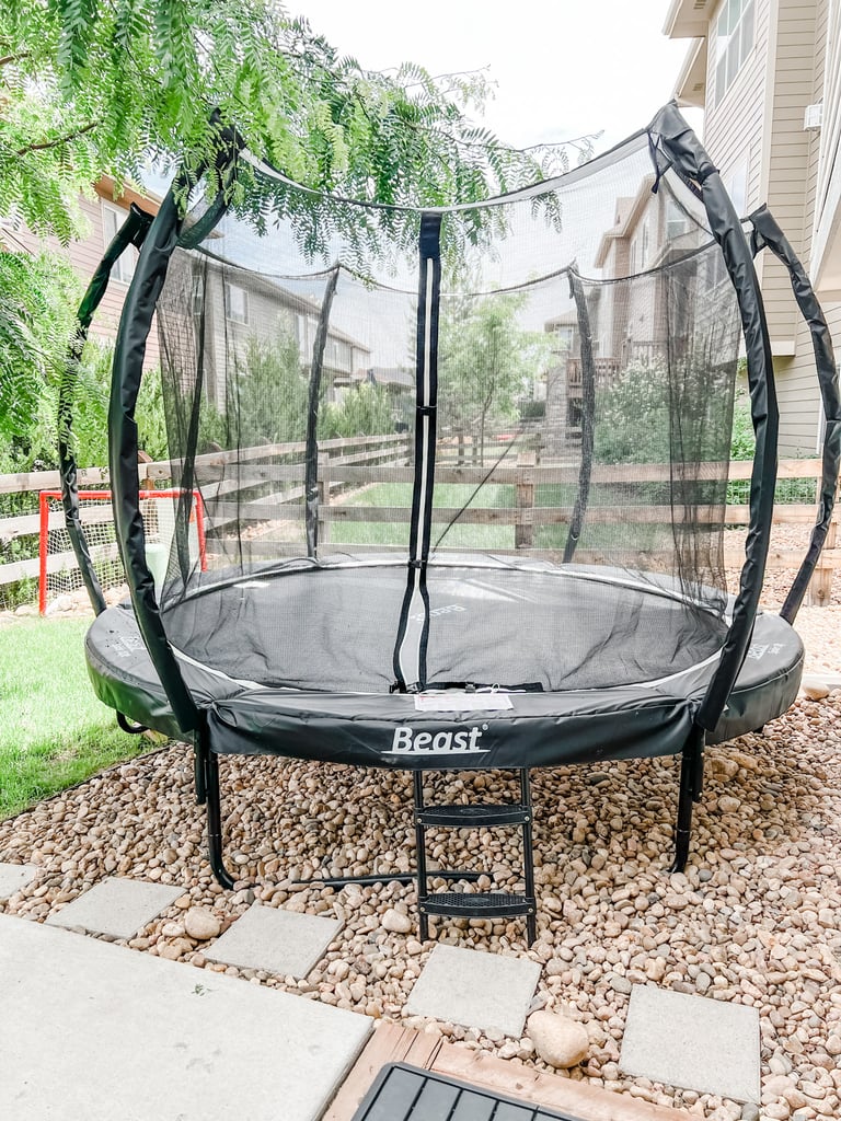 a trampoline with a net