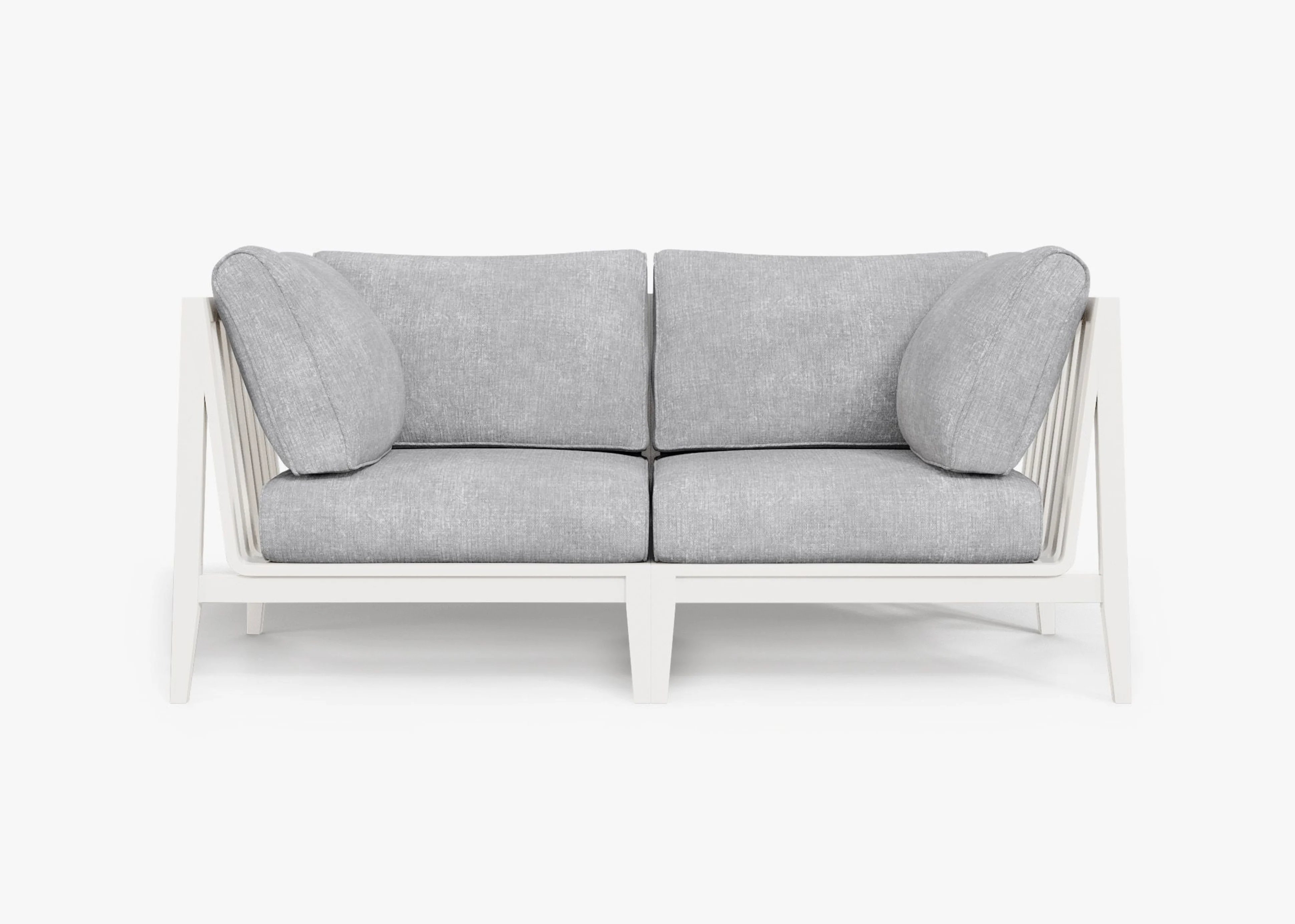White Aluminum Outdoor Loveseat Gray Front 56ced99e63