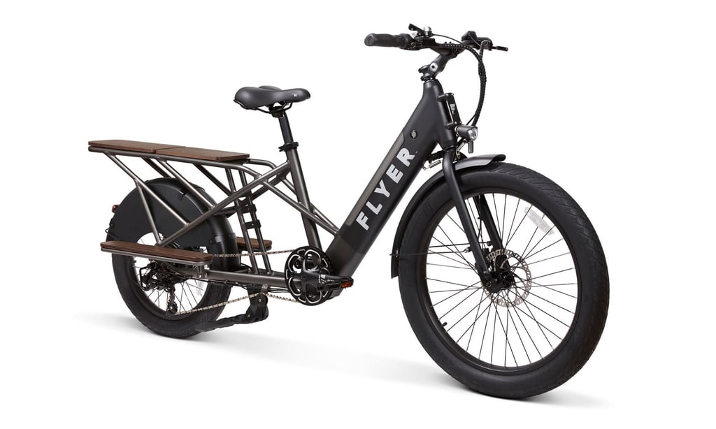 flyer l885 adult electric cargo bike black model hero 3 quarter 1 1