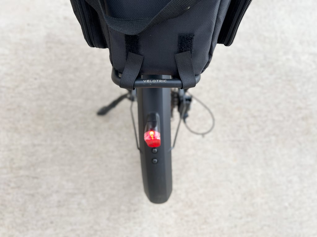 a black bag on a bicycle