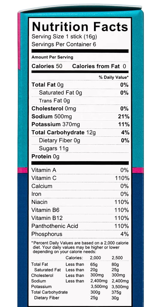 tons of sugar in this electrolyte mix (and vitamin c)