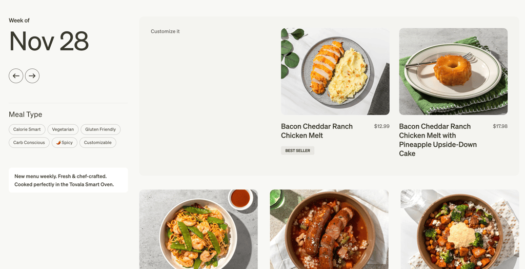 tovala meal options