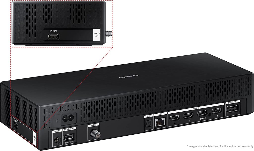 a black rectangular device with ports