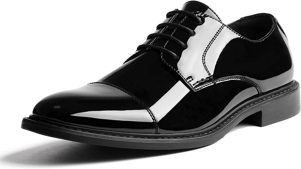 no one is going to confuse oaka zero drop dress shoes for shiny tuxedo shoes (