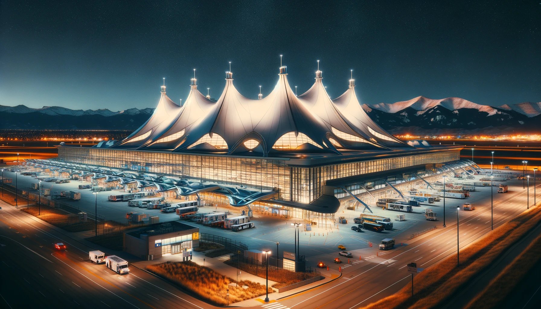 denver international airport at night