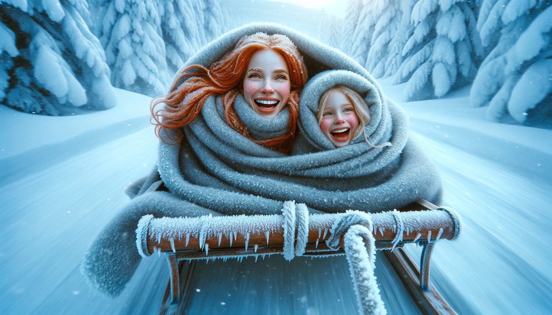 mom and daughter in blanket