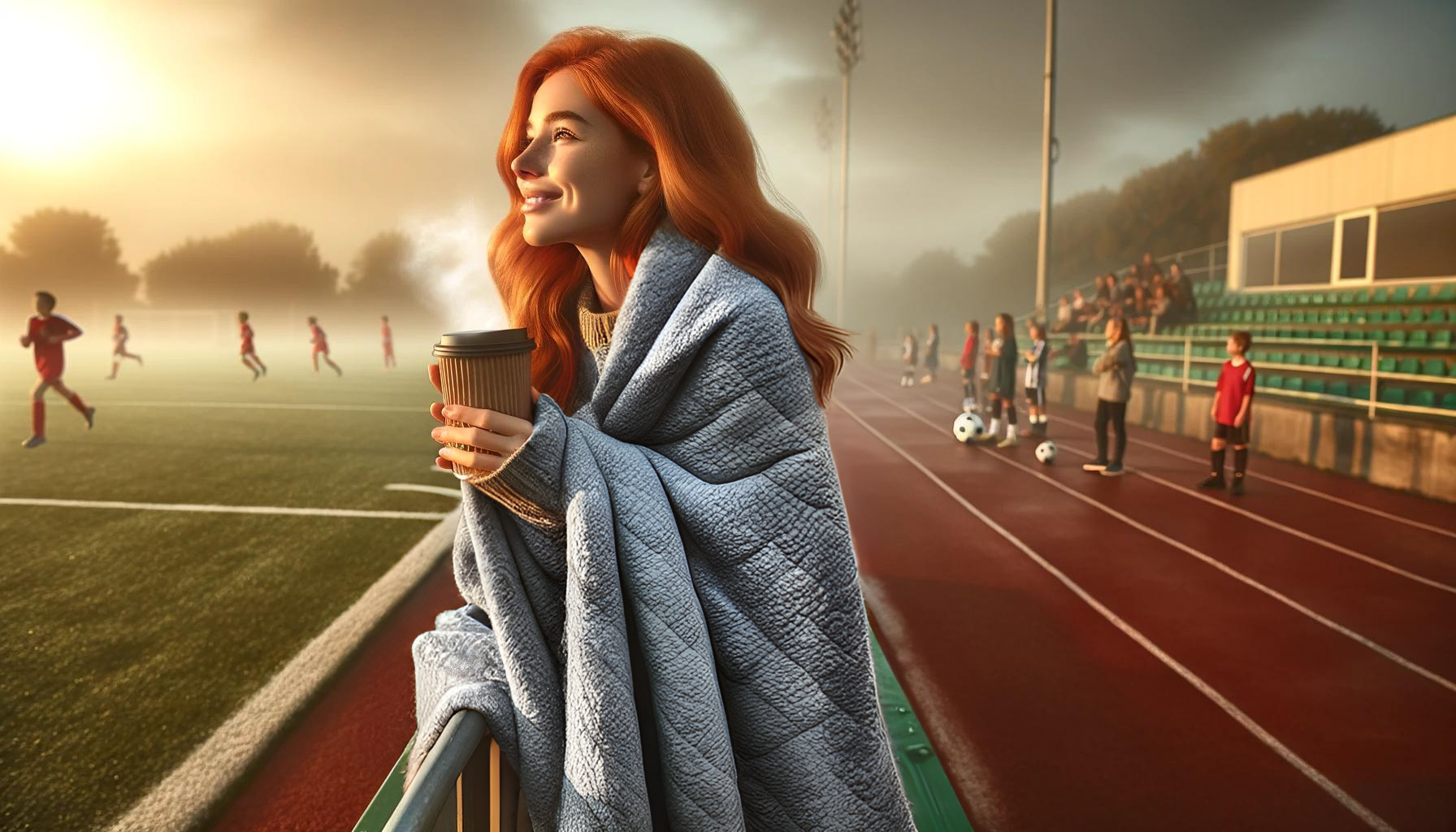 woman in heated blanket