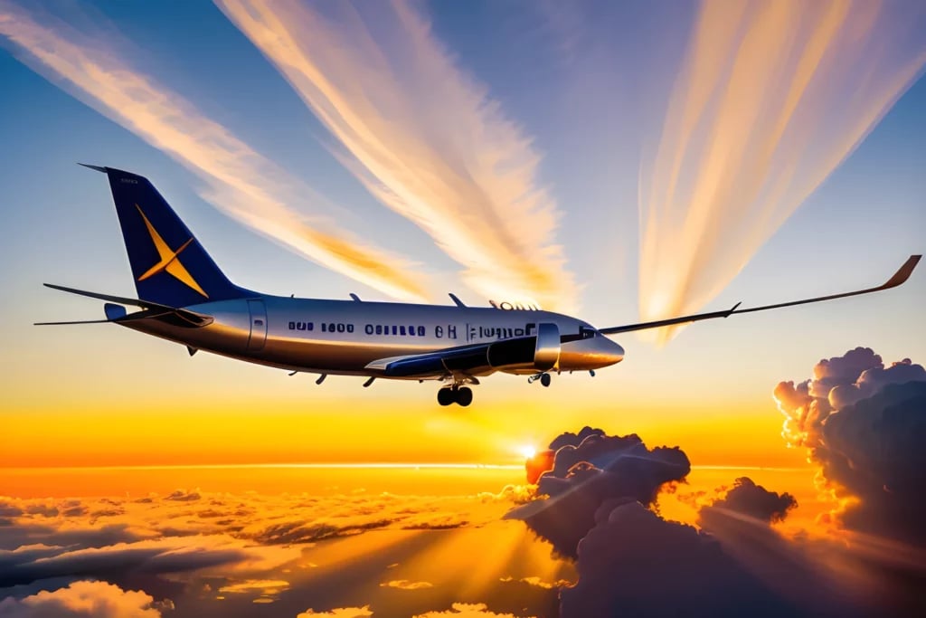 commercial airplane in sky clouds golden hour 770765126 2@0.5x 1024x683 1