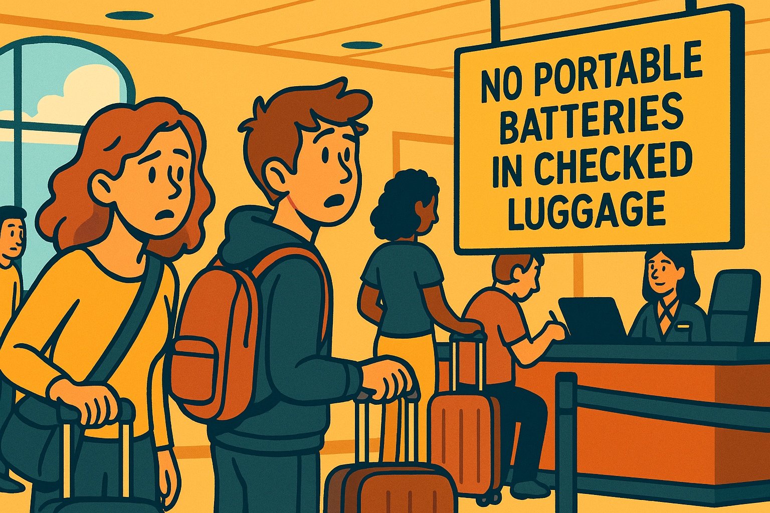 no portable batteries on checked luggage