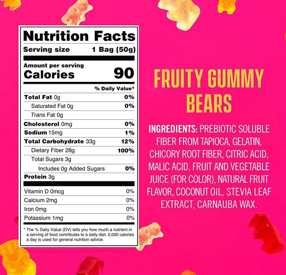 Best Keto Snacks on Amazon Smartsweets-Fruity-Gummy-Bears-Nutrition-Facts-