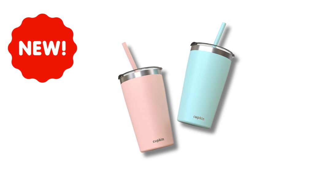 Cupkin Kids Insulated Stainless Travel Cup with Straw~~Pink